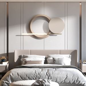 现代简约主卧床头墙面装饰卧室背景墙轻奢高档金属墙饰民宿铁艺