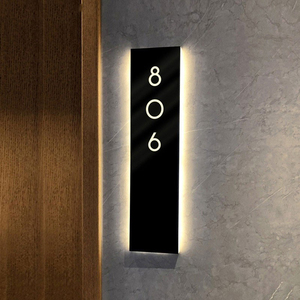 定制酒店门牌号亚克力不锈钢led发光高档宾馆房间门牌号轻奢会所包厢