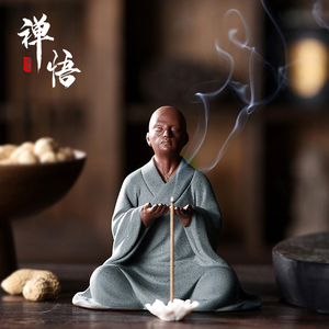 紫砂四不小和尚精品人物禅意茶桌装饰茶艺茶宠摆件鱼缸造景