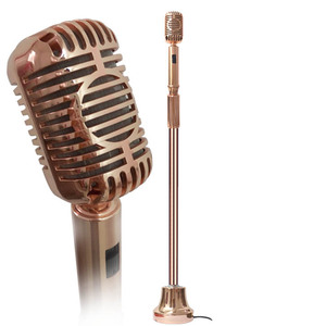 摇摆复古麦克风有线支架杆话筒专业ktv舞台爵士立麦摇麦k歌落地麦