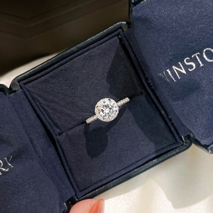 hw高定版harry winston海瑞温斯顿纯银一克拉 belle钻戒婚戒戒指