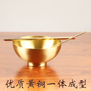 家用纯铜加厚补铜餐具吃饭碗实心铜碗纯铜勺铜筷子桌面工艺品饭碗