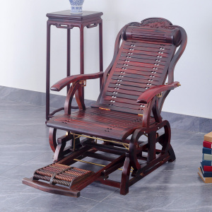 老挝大红酸枝家具 新中式家用午休逍遥椅交趾黄檀摇摇椅红木摇椅