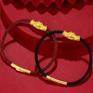 周大福缘官网999足金十二生肖牛黄金手链女24k纯金小金牛本命年弯