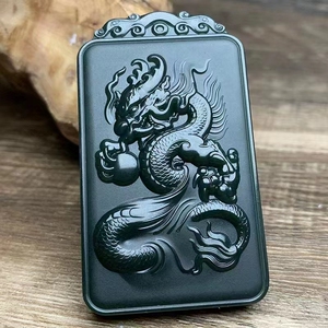 天然和田玉青玉塔青细料龙行天下龙牌玉牌男女玉坠吊坠挂件送证书