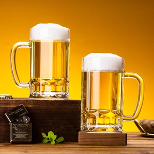啤酒杯扎啤杯加厚玻璃杯大号耐热带把泡茶水杯子玻璃杯家用套装