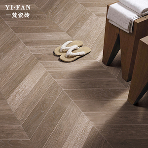 鱼骨木纹砖地砖 斜铺房间地砖客餐厅连锁店防滑仿古砖仿实木瓷砖