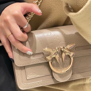 pinko燕子包正品代购2020春夏新款真皮压花腋下单肩斜挎女包酒神