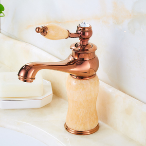 新式全铜天然玉石色洗面盆u冷热水龙头玫瑰金欧式仿古洗脸盆水龙