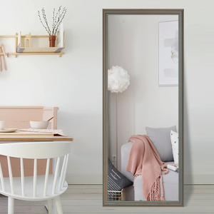 美式穿衣镜全身镜挂墙镜落地卧室客厅试衣镜贴墙地中海实木镜子