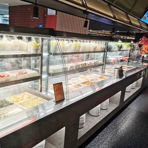 定制饭店明档菜品展示柜火锅店后补式喷雾冷藏柜自助餐摆台冰展柜
