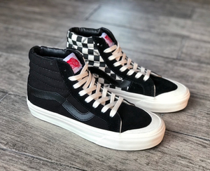 万斯黑白格子鞋高帮