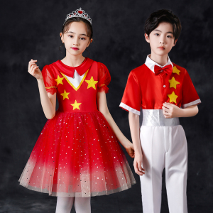儿童演出服合唱服红星闪闪歌唱祖国红领巾中小学生诗歌朗诵演出服