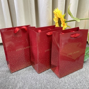 雅诗兰黛专柜手提袋红石榴套装口红眼霜化妆品礼盒护肤品送礼礼袋