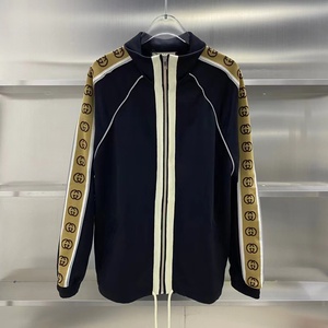 代购gucci/古驰秋季新款双g印花条纹反光带互扣式男女夹克外套
