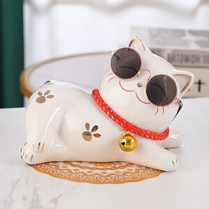 陶瓷招财猫存钱罐储蓄储钱罐创意礼品家用客厅卧室收纳摆件装饰品