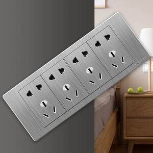 国际电工118型多孔插座面板灰色15九十二孔16a墙壁排插家用暗装