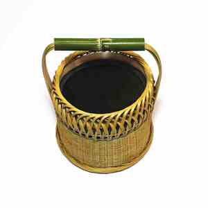 烤火盆装饰圆形烘干炉碳火炉竹篮竹编织手提篮竹编火笼纯手工烘烤