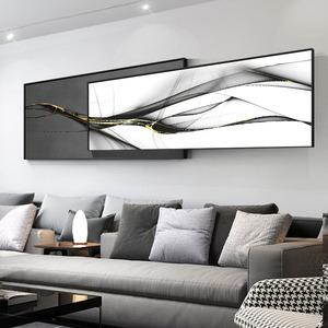 客厅装饰画现代简约轻奢黑白灰极简晶瓷挂画沙发背景墙大气壁画