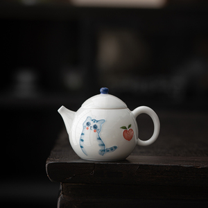 立体手绘釉下彩可爱陶瓷迷你小茶壶一人用女士茶具精致泡茶壶单壶