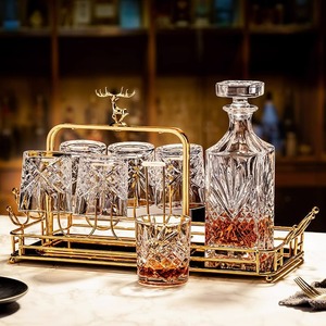 欧式水晶威士忌酒杯酒具套装水晶玻璃杯家用酒樽烈酒洋酒杯子杯架