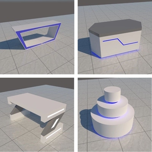 科技感展览厅柜台数码玩具电子中岛烤漆高柜定制异形创意展示柜桌