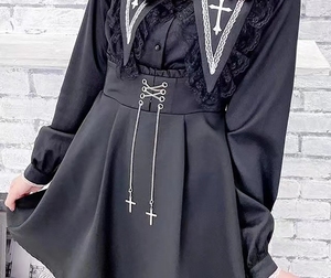 mars十字架背带裙十字架链条日系地雷系量产型5826背带裙半裙
