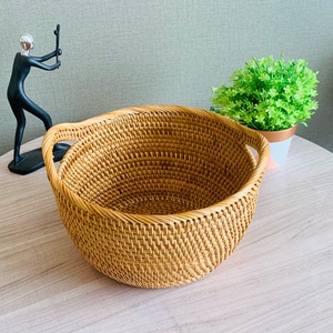 越南藤编秋藤手工编织手提果篮鸡蛋篮客厅收纳筐猫耳果篮野菜篮