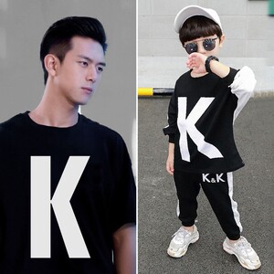 李现同款kk队服卫衣长袖儿童装亲爱的热爱的男童秋装套装两件套潮