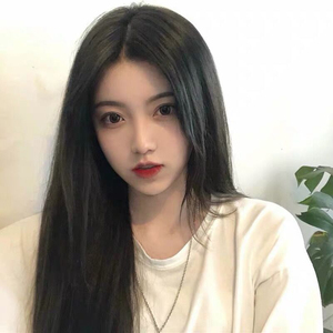 假发女长发网红长直发气质修圆脸中分八字刘海黑长直自然全头套式