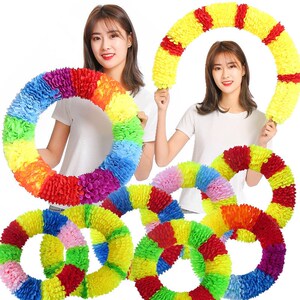 运动会入场创意道具春季开幕式方阵手持加密花环七彩半圆两用表演