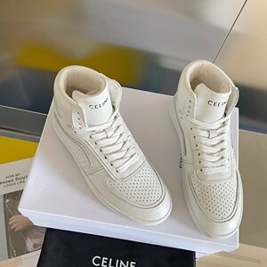 正品celine/赛琳 新款女士字母logo透气系带休闲鞋圆头小白鞋板鞋