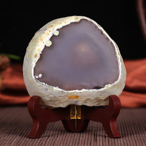 巴西水胆玛瑙原石摆件雕刻手把件招财水晶聚宝盆摆设工艺品家居客