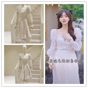 兔子牙同款衣服复古泡泡袖上衣女抽褶花苞设计感时尚两件套装