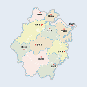 浙江省行政区划地图 简单彩色分区 非实物图 ai格式矢量设计素材