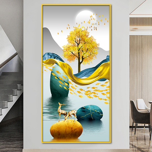 入户轻奢玄关墙贴画自粘壁画客厅贴画走廊竖版玄关贴画墙面装饰画