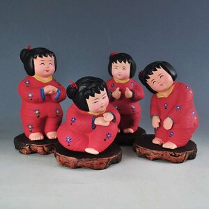 天津泥人张彩塑梦娃中国风特色手工艺礼品泥娃娃泥人装饰摆件