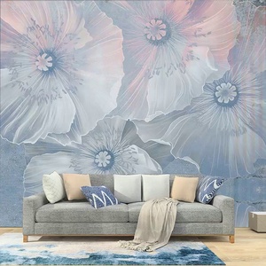 5D现代艺术手绘大花朵墙纸壁布床头卧室沙发简约墙布酒店餐厅壁纸