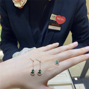 qeelin/麒麟 wulu系列18k玫瑰金耳钉红玛瑙葫芦镶钻耳环女耳饰