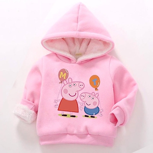 佩琪童装儿童加绒保暖卫衣套装男童女童冬装宝宝小猪佩奇衣服洋气