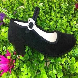 舞蹈鞋女鞋老北京黔城牌女士布鞋工作礼仪鞋黑色纯棉中跟表演戏