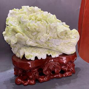 岫玉摆件玉白菜摆件