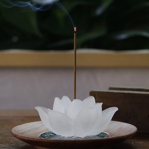 禅悦佛艺古法琉香莲花香u插家居插件禅意线香摆香座璃盘礼品l