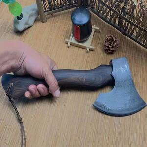 户撒纯手工锻打斧子花纹钢锻造维京斧头刀高硬度户外露营战术手斧