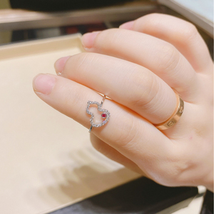 qeelin/麒麟 wulu戒指 18k白金 镶钻 红宝石 葫芦 指环 女士