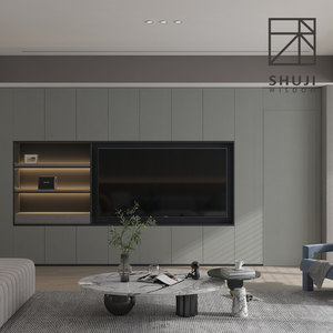 术几定制背景墙柜体电视墙客厅墙柜一体实木多功能储物隐形门全屋