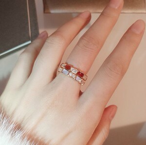 蒂芙尼tiffany戒指蛇形18k玫瑰金女绿松石简约蛇骨白贝母小众设计