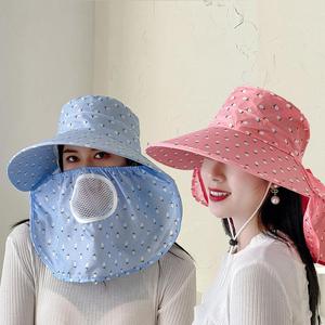 采茶帽子防晒女士下地干活摘茶叶遮阳帽大帽檐带面罩口罩一体户外