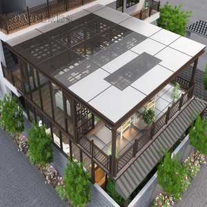 别墅中式仿古复式阳光房平台露台b断桥铝合金门窗封阳台玻璃房定