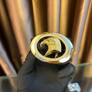 24k镀黄金 史蒂芬 镶真钻石 老鹰头扣头4.03.8厘米配件腰带皮带扣